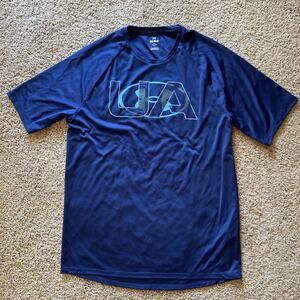 Under Armour UA Navy Blue Large Logo Loose Activewear Tshirt Shirt Mens Medium